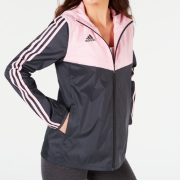 grey and pink adidas jacket